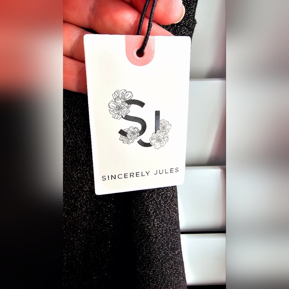 Sincerely Jules Bodysuit Golden Sparkle Black Long Sleeve size S - Picture 2 of 6